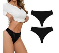 TDONE Seamless Thongs for Women - Invisible No VPL Thongs Soft Breathable No Show Knickers High Leg Low Rise Underwear for Sports, Yoga, Gym(2 Pack)