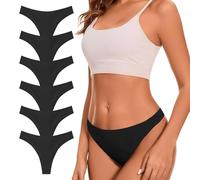 TDONE Seamless Thongs for Women, No VPL Invisible Bikini Briefs Low Rise Stretch Ladies Underwear, Soft Breathable Hipster Panties Womens Knickers Multipack 6 Pack