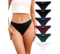 TDONE Seamless Thongs for Women, No VPL Invisible Bikini Briefs Low Rise Stretch Ladies Underwear, Soft Breathable Hipster Panties Womens Knickers Multipack 6 Pack