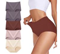 TDONE Underwear Women, High Waisted Tummy Control Cotton Knickers Comfortable Full Coverage Briefs Multipack Ladies Breathable Cotton Underwear Soft Panties(5 Pack)