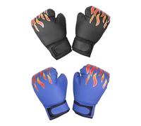 Tdoutop 2 Pairs of Children's Boxing Gloves, Training, Boxing Gloves, Boxing Gloves, Sparring Gloves for Fitness Beginners, Kickboxing, Black and Blue