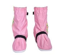 Tdoutop Children Rain Shoe Overshoes Waterproof Shoe Protectors Rubber Sole Non Slip Elastic Opening Oxford Cloth Extended Coverage Lightweight suitable for school days, Reflective Pink, L