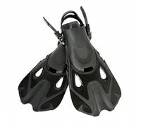 Tdoutop Diving Fins Short Training Swim Fins Snorkel Flippers With Soft Flexible Adjustable Open Heel Compact PP TPE Construction Suitable for snorkeling , Black , Xs