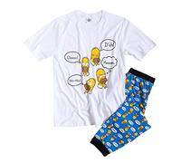 TDP Textiles Mens The Simpsons Homer Pyjamas White/Off White