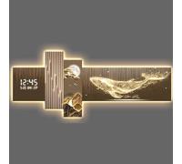 Tdsmyxgs 3D Silent Wall Art Clock With LED Lighting,Modern Landscape Wall Sculpture;Crafted From Acrylic,Crystal,And Porcelain;Suitable For Living Rooms,Entryways,And Offices(YellowA,100 * 45cm)