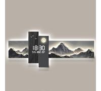 Tdsmyxgs 3D Silent Wall Art Clock With LED Lighting,Modern Landscape Wall Sculpture;Crafted From Acrylic,Crystal,And Porcelain;Suitable For Living Rooms,Entryways,And Offices(BlueA,100 * 45cm)