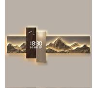 Tdsmyxgs 3D Silent Wall Art Clock With LED Lighting,Modern Landscape Wall Sculpture;Crafted From Acrylic,Crystal,And Porcelain;Suitable For Living Rooms,Entryways,And Offices(GoldA,100 * 45cm)