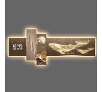 Tdsmyxgs 3D Silent Wall Art Clock With LED Lighting,Modern Landscape Wall Sculpture;Crafted From Acrylic,Crystal,And Porcelain;Suitable For Living Rooms,Entryways,And Offices(YellowB,100 * 45cm)