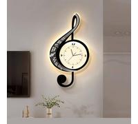 Tdsmyxgs 3D Wall Art Decor Clock With LED Light, Modern Clock, Large Art Wall Decor Mural For Living、 Room Bedroom, Creative Musical Note Wall Home Decor Gift(Black-A,32 * 60cm)