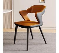 Tdsmyxgs Backrest Dining Chair, Imitation Leather Lounge Chair With Padded Armrests, Suitable For Cafe, Kitchen, Dressing Table, Living Room, Bedroom, Reception Room, Office(Orange-Dark Gray)