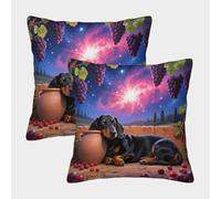 TDSNKAVHB Dachshund 3D Printed Throw Pillow Decorative Square Cushion Pet Dog Festival Decor Gift Set of 2 Case Set for Couch Sofa Bedroom Living Room 50x50cm