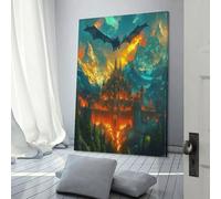 TDSNKAVHB Dream Castle Poster Artwork Evil Dragon Giclee Canvas Prints Modern Canvas Wall Art Picture Wall Hanging for Office Gym Living Room Decor 08x12inch(20x30cm)