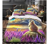 TDSNKAVHB Meerkat3D Printing Duvet Cover Bedding Set Microfiber Soft LavenderHidden Zipper And Pillowcases for Boys And GirlsSingle(140x200cm)