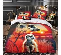 TDSNKAVHB Meerkat3D Printing Duvet Cover Bedding Set Microfiber Soft SunsetHidden Zipper And Pillowcases for Boys And GirlsSuper King(260x220cm)
