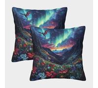 TDSNKAVHB Northern Lights 3D Printed Pillowcase Decorative Square Cushion Wonder Cushion Cover Set of 2 Case Set for Couch Sofa Bedroom Living Room 40x40cm