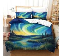 TDSNKAVHB Northern Lights3D Printing Duvet Cover Bedding Set Microfiber Soft WonderHidden Zipper And Pillowcases for Kids AdultSuper King（260x220cm）