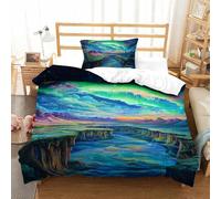 TDSNKAVHB Northern Lights3D Printing Duvet Cover Bedding Set Microfiber with WonderHidden Zipper And Pillow Shams for Teen KidsSingle（135x200cm）