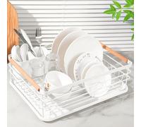 TDSYDS Dish Drainer,Draining Rack,Draining Basket with Utensil Holder with Drip Tray for Kitchen Worktop,42.5x32x15cm,Kitchen Utensil Storage（white