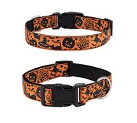 TDTOK Halloween Dog Collar, Soft Comfy Halloween Themed Dog Collar with Spooky Ghost Skull Bat Cat Witch Tree Hat Pumpkin Pattern Halloween Dog Collar for Small Medium Large Dogs