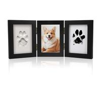 TDTOK Pet Paw Print Kit Keepsake Frame, Dog and Cat Clay & Ink Paw Print Kit, Soft Clay Mess Free Ink Pad and Personalize Pet Name, Wooden Dog Memorial Frame, DIY Gift for Pet Owners
