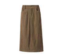Tdvcpmkk Women's Autumn and Winter Corduroy Skirt Straight Mid-Length Skirt Khaki L