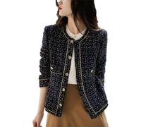 Tdvcpmkk Women's Autumn And Winter Short Tweed Jacket Round Neck Versatile Women's Blazer