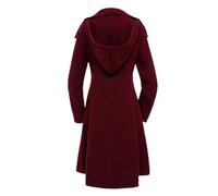 Tdvcpmkk Women's Coat And Trench Coat Long Slim Fit, Asymmetrical Lapel Buttoned Elegant Coat, Burgundy, L