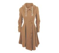 Tdvcpmkk Women's Coat And Trench Coat Long Slim Fit, Asymmetrical Lapel Buttoned Elegant Coat, Khaki9, L