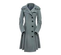 Tdvcpmkk Women's Coat And Trench Coat Long Slim Fit, Asymmetrical Lapel Buttoned Elegant Coat, Light Gray, L