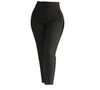 Tdvcpmkk Women's High Waist Office Pencil Pants Pleated Zipper Fly Slightly Stretch Work Pants Black