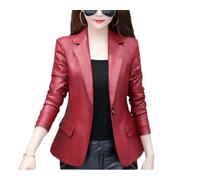 Tdvcpmkk Women's Leather Jacket Motorcycle Leather Jacket Women's Jacket Blazer, Burgundy, XXL