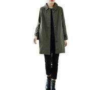 Tdvcpmkk Women's Loose Single-Breasted Mid-Length Windbreaker Coat, Armyen8, XL
