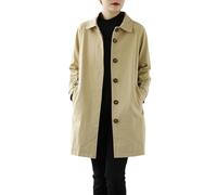 Tdvcpmkk Women's Loose Single-Breasted Mid-Length Windbreaker Coat, Khaki, M