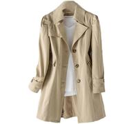 Tdvcpmkk Women's Trench Coat Long Single Breasted Slim Fit Coat Women's Fashion Long Sleeve Trench Coat, khaki, 4XL