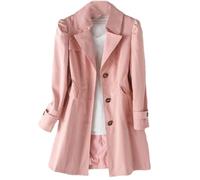 Tdvcpmkk Women's Trench Coat Long Single Breasted Slim Fit Coat Women's Fashion Long Sleeve Trench Coat, Pink, L