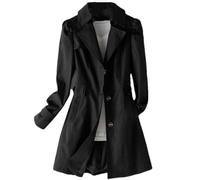 Tdvcpmkk Women's Trench Coat Long Single Breasted Slim Fit Coat Women's Fashion Long Sleeve Trench Coat, Black, 3XL