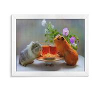 TDXYz Two Guinea Pigs, Beer, Food, DIY 5D Diamond Painting Kits for Adults Round Full Drill Diamond Art Kits for Kids Gem Art Rhinestone Arts Craft Canvas Diamond Art 30x40cm