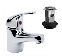 TDY006 Cloakroom Modern Chrome Basin Mixer Tap - Single Lever, Brass Body, 100mm Spout, Slotted Waste Included