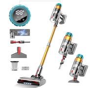 Tdyon 60 KPa/600 W Cordless Vacuum Cleaner 75 Mins Running Time, Wall-Mounted Charging Station, Battery Vacuum Cleaner Cordless Vacuum Cleaner with Smart Display, Anti-Tangle Brush for Carpet, Pet