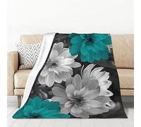 Te-al Grey Floral Blanket Te-al Flowers Throw Blanket for Couch Bed, Soft Fuzzy Flannel Te-al Blankets for Bed Sofa Chair Te-al Floral Decor 40x50 Inches