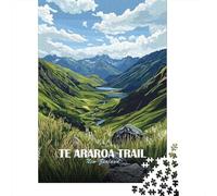 Te Araroa Trail New Zealand Poster 1000 Piece Jigsaw Puzzle, Global Monument Landscape, Thick Cardboard Pieces, Decorative Artwork for Travel Lovers, Travel Gift, 52x38cm/1000pcs