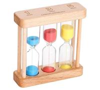Tea 1-3-5 Minute Sand Timer Hourglass, Small Wooden Frame Blue Sand Clock, Red Colorful Sand Watch, Yellow Reloj De Arena, Unquie Hour Glass Sandglass for Kids, Classroom, Home, Desk Decoration
