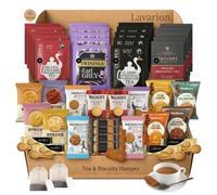 Tea and Biscuits Gift Hamper - 42 Individually Wrapped Items with English Tea, Shortbread and Assorted Biscuits - Afternoon Tea Gift Set for Women and Men, Birthday or Thank You Gifts By Lavarion