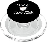 Tea And Cross Stitch Cute Craft Design PopSockets PopGrip for MagSafe