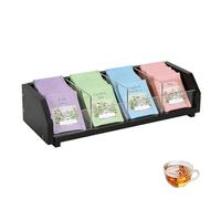 Tea Bag Holder Organizer Black 4 Compartment Solid Wood Tea Box with Acrylic Dividers to Organize and Store Tea Bag for Countertop, Cabinet, Drawer (Dark)