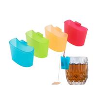 Tea Bag Holder Organizer - Four Multi-Color Packs Small Size, Useful Edge Cup Clamps Creative Beverage Devices | Serv Supplies