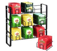 Tea Bag Organiser Rack Removable Tray - Black 3-Tier