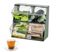 Tea Bag Organizer,2 Tier Stackable Tea Organizer Japanese-Style | Bag Holder for Countertops, Kitchen Cabinets, Pantry, Sweeteners