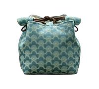 Tea Bag Organizer - Embroidered Cloth Drawstring Handbag | Tea Holder Tool Storage Organizer | for Cup Tools Home Office Outdoor Travel Vacation Camping Picnic Road Trip, Cyan Blue, Refer to