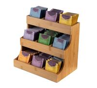 Tea Bag Organizer, Teabag Station Stand, 3 Tiers Station Wooden Rack for Men Women Home Display Pantry Workplace Chest Countertop Kitchen